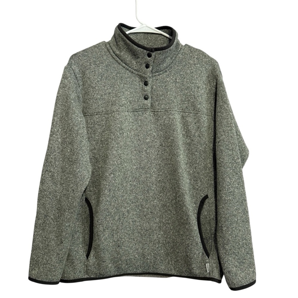 Eddie Bauer Women’s Gray Quarter Snap Pullover Sweatshirt Pockets Size Large